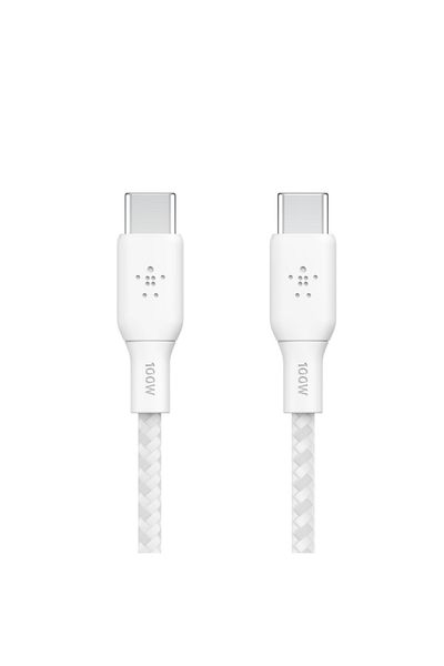 Belkin Cablu de date Belkin Boost Charge Braided, USB-C/USB-C, 3 m (Alb)