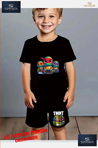 SS SİNSER Tricou cu gât rotund cu imprimeu special pentru copii „NINJA KAPLUM...