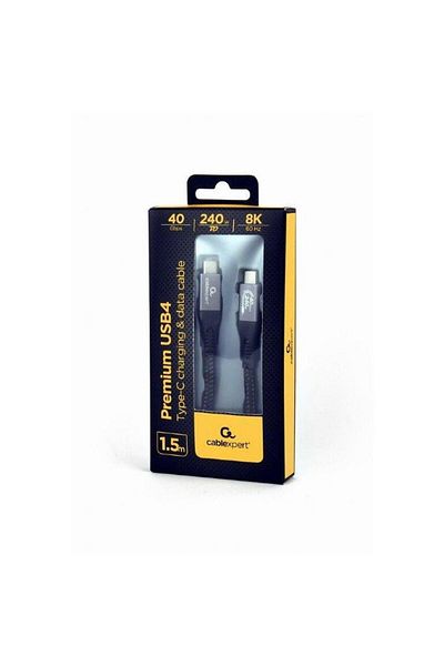 Gembird Cablu de incarcare si date Gembird, USB 4 Type-C, Ultra HD 8K, tesatura, 1.5m (Negru/Gri)