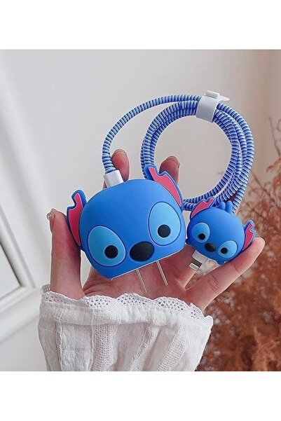 daystar İphone 18w/20w Uyumlu Şarj Aleti Kılıfı, Mavi Şarj Kablo Koruyucu, Şa...