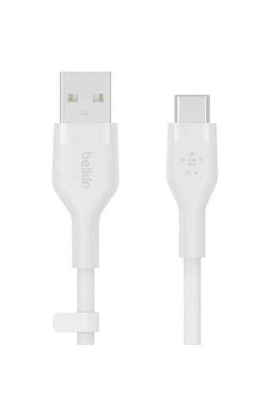 Belkin Belkin Charging Cable, Boost Charge Flex, Silicone, USB-A to USB-C, 2M, White