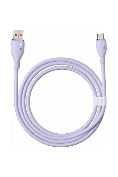 Baseus Cablu de date Baseus Pudding Series, USB la USB-C, 100W, Fast Charging, 1.2m, Violet