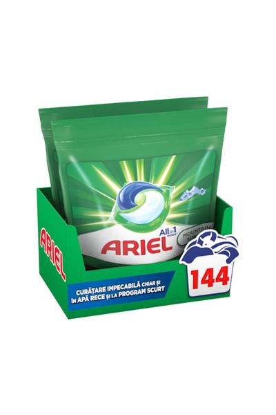 Ariel Ariel All in One PODS Mountain Spring laundry detergent capsules, 2x72 pcs, 144 washes