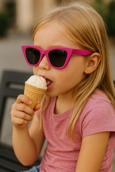 CHANCE GİFT Fuchsia Rimmed Girls' Sunglasses Cat Eye Design Uv400 Protection Children's Fashion Style
