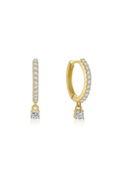 The Jewel Heart Crystal Drop Earrings - 925 Sterling Silver 14K Gold Plated