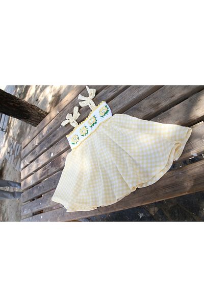 Hippie Hop Hippie Hop Motifli̇ Dress Girl's Floral - Yellow - White