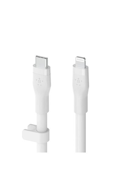 Belkin Belkin Charging Cable, Boost Charge Flex, Silicone, USB-C to Lightning, 2M, White