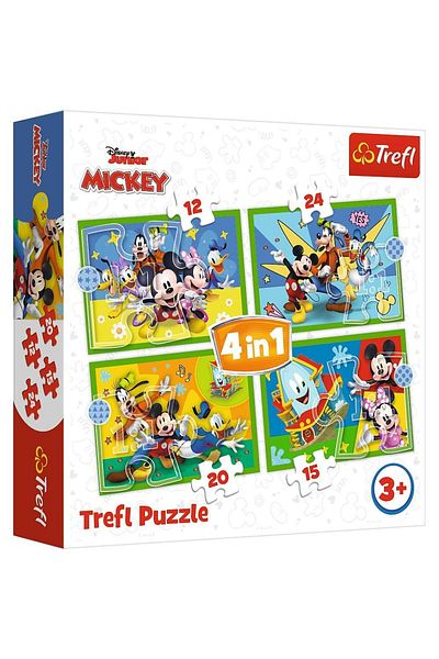 Trefl Trefl 4 in 1 puzzle, Disney Mickey Mouse, Mickey and friends, 12/15/20/24 pieces