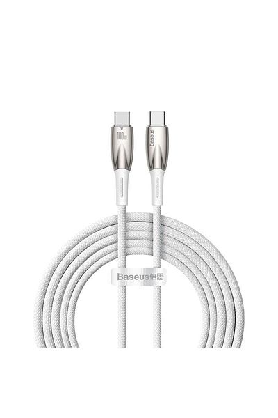 Baseus Data and Charging Cable, Baseus Glimmer Series, Power Delivery, 100W, 480 Mbps, 2m (White)