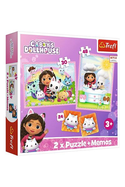 Trefl Puzzle Trefl 2 in 1 Memo Gabbys Dollhouse, Gabi si prietenii ei