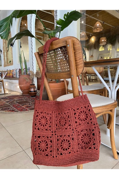 DisaAtölye Motifli Örgü Çanta , El Yapımı
