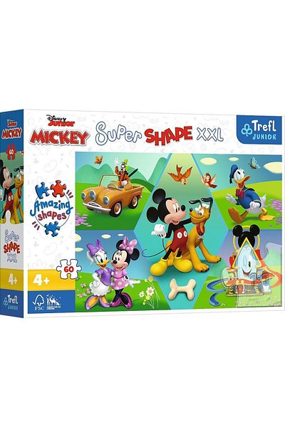 Trefl Puzzle Trefl Junior Super Shape XXL, Disney Mickey Mouse, Funny Mickey, 60 pieces
