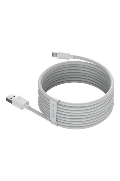 Baseus Cablu de Date Baseus TZCALZJ-02, USB la Lightning, 1.5 m, 2.4A, (Set 2 Bucati), Alb