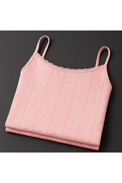 QKK Women's 100% Cotton Jacquard Soft Fabric Powder Thread Strap 3-Piece Undershirt Qi̇3K13Lk4E.3L