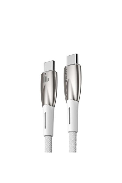 Baseus Cablu Date Si Incarcare, Baseus Glimmer Series, Power Delivery, 100W, 480 Mbps, 2m (Alb)