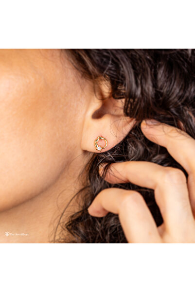 The Jewel Heart Love Earrings - 925 Silver with 14K Gold Plated