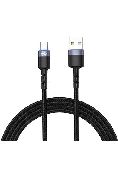 TELLUR Cablu de date Tellur USB Type-C cu LED, Nailon, 2m, Negru