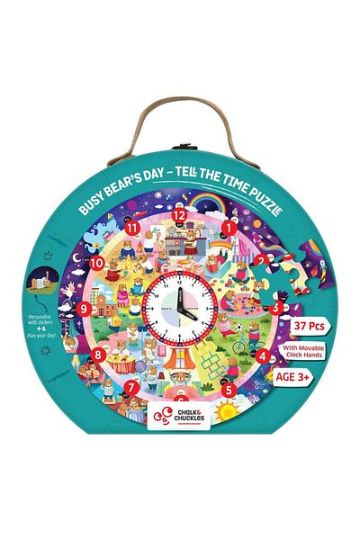 Chalk and Chuckles Puzzle - Let's learn the time with the teddy bear