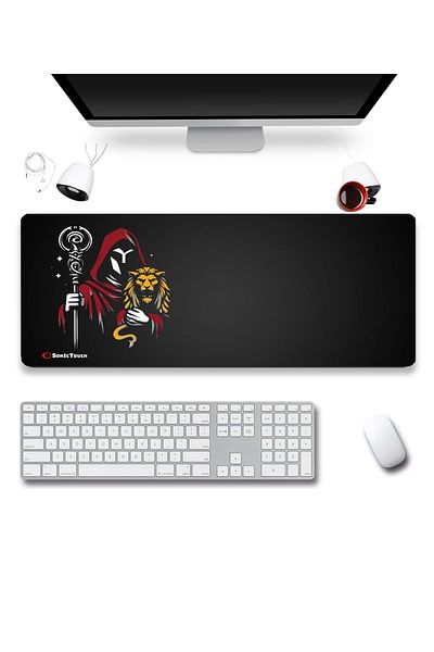 SonicTouch لوحة ماوس للوحة مفاتيح UltraGrand Deep Yellow Red Black Seamless Xl Gaming Player مقاس 40 × 65 سم