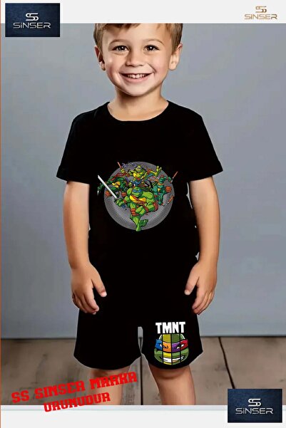 SS SİNSER Tricou cu gât rotund cu imprimeu special pentru copii „NINJA IN THE...