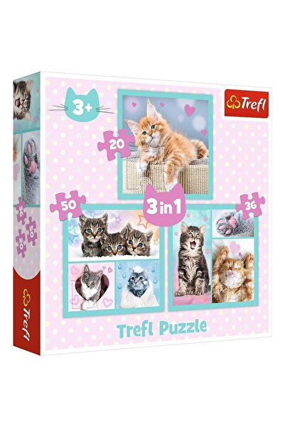 Trefl Puzzle Trefl 3 in 1 Pisicutele Dragalase, 20/36/50 piese