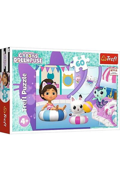 Trefl Trefl Gabbys Dollhouse puzzle, Gabby at the pool, 60 pieces