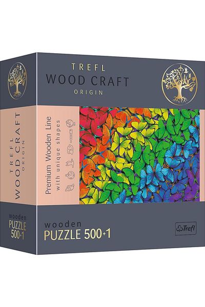 Trefl Trefl Wood Craft wooden puzzle, Colorful butterflies, 500+1 pieces
