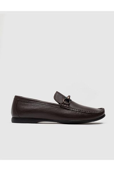 Cabani Genuine Leather Buckle Detailed Brown Men's Loafer Shoes