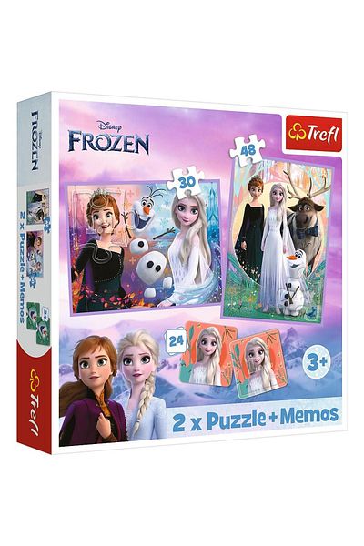Trefl Trefl 2 in 1 Memo Disney Frozen Puzzle, Princesses and their kingdom