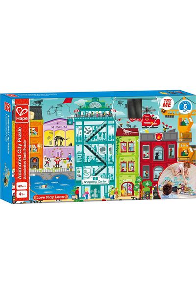 Hape Puzzle Hape Orasul Animat, 49 piese