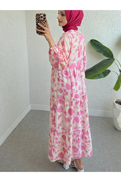 Modamorfo Φόρεμα με μοτίβο με μισό κουμπί - Ροζ