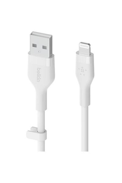 Belkin Belkin Charging Cable, Boost Charge Flex, Silicone, USB-A to Lightning, 3M, White