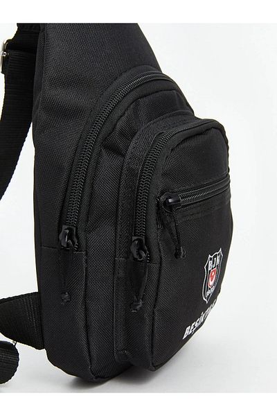 LC Waikiki LCW ACCESSORIES Μαύρη ανδρική τσάντα στήθους με στάμπα Beşiktaş AS