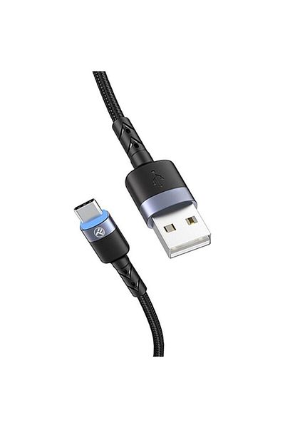 TELLUR Cablu de date Tellur USB Type-C cu LED, Nailon, 2m, Negru
