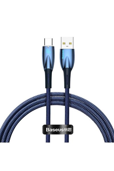 Baseus Cablu Date si Incarcare USB-A - USB-C Baseus Glimmer Series, 100W, 1m, Albastru