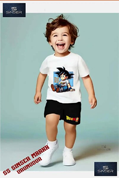 SS SİNSER Children's “Goku Sitting Blue Canvas“ Custom Printed Crew Neck T-Sh...