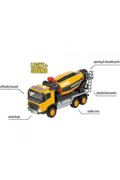 Majorette Betoniera Majorette - Volvo Truck Cement Mixer, 19 cm, cu lumini si sunete