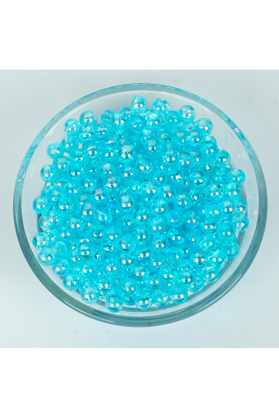 yfhobi 25 gram - 6 mm Şeffaf Janjanlı Mavi Yuvarlak Desen Plastik Boncuk ( 25...