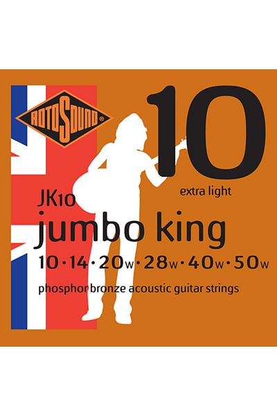 Rotosound JK10 Jumbo King Phosphor Bronze Acoustic Guitar Strings – 10-50 Gauge – Warm Tone & Qu