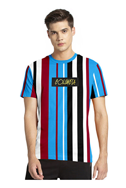 LAUREN SMITH تي شيرت رجالي كاجوال مخطط من القطن الغني - مجموعة لورين سميث للرجال