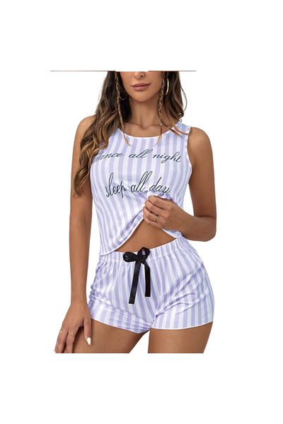 Star Fashion Women's summer pajamas, 2 pieces, satin/shiny look
