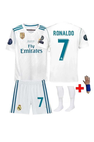 sinmm Kids Top Bottom Set 2017-18 Season (Ronaldo)(Realmadrid) White Jersey Set of 4