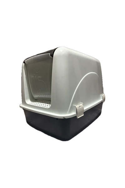 Cans Siyah Beyaz Lüx Kapalı Tuvalet+Kürek Hediyeli (ORTA BOY) 52x41x40