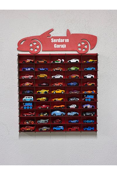 wudie Toy Car Rack 50's Themed Red (Suitable for Hotwhels and Matbox Cars)