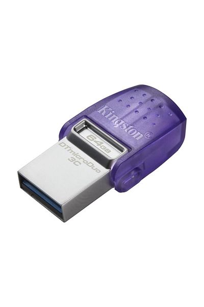 Kingston Duo 64GB DataTraveler MicroDuo 3C 200 ميجابايت/ثانية ثنائي USB TypeA + TypeC Flash Memory DTDUO3CG3/64