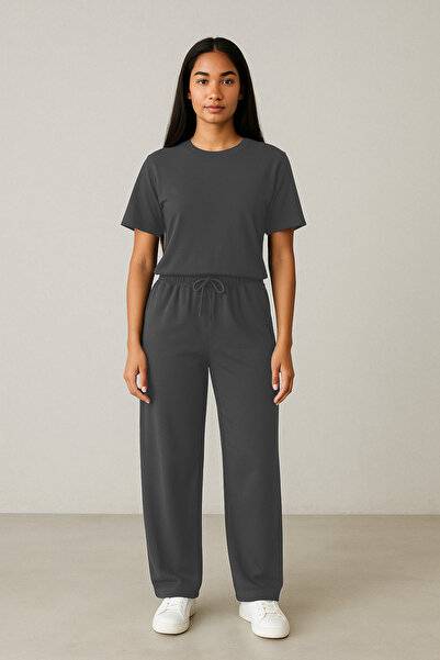 BARLİZ Women's Basic Unprinted Plain Modal Bottom Top Set