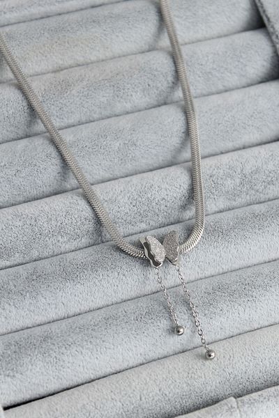 Clariss 316l Steel Silver Color Italian Chain Model Silvery Butterfly Figure Women's Necklace