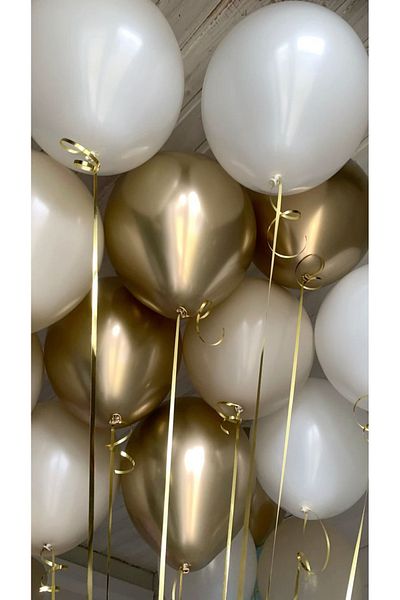 PartyPoo Bride to Be 5 Chrome Gold 5 Sea Sand 5 White Balloon Set – Bachelorette and Party Decorations