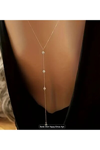 Dgt Luxury Su Damlası, Yapay Elmas Detaylı, Arka Plan, Sırt Dekolte Kolyesi