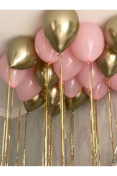 PartyPoo Bride to Be 5 Pink 5 Chrome Gold Balloon Set – Birthday, Bachelorette and Party Decoration Balloons